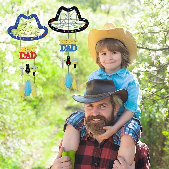 Fennoral 6 Pack DaD Dream Catcher Craft Kit for Kids Paint You Own Father's Day Dreamcatcher DIY Coloring Wooden Art and Craft for Art Activity Project Father Gifts from Daughter Son
