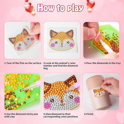 Shemira 24 Pack Valentine's Day Cards for Kids with 5D Diamond Art Painting Kit, Valentines Gift for Kids Classroom, Valentine's Party Favor, School Valentine's Art Activity, Valentine's Art Craft Kit