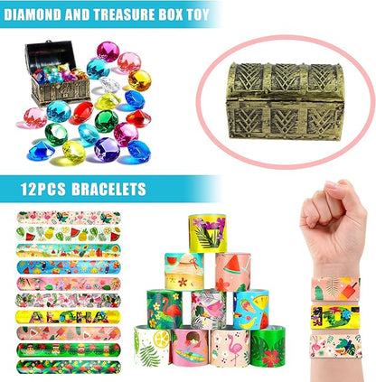 Pool Party Favors Summer Goodies Bracelets Stickers Gifts Pinata Filler Bulk for Summer Party Kid Hawaiian Flamingo Birthday Party Stuffers Supplies (Style 01)