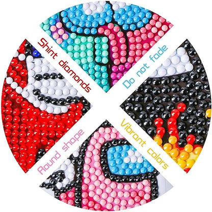 24Pcs Diamond Art Stickers Kits for Kids, DIY Cartoon Paint by Numbers Diamonds Mosaic Stickers for Kids Arts Diamond Craft Stickers for Kids and Adult Beginners