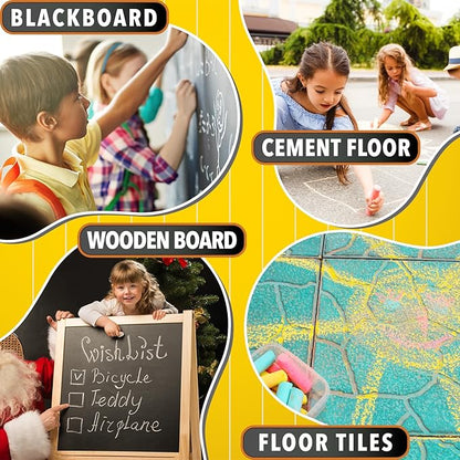 280PCS Sidewalk Chalks in 24 Colors: Washable Jumbo Chalk Set for Kids Toddlers, Non-Toxic Dustless Colored Chalk Bulk for Outdoor Art, Party Favors, Painting on Chalkboard Blackboard Playground