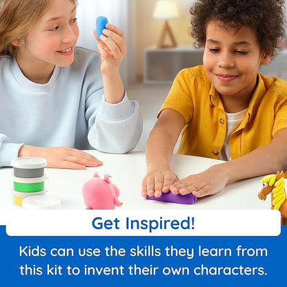 Fat Brain Toys Hey Clay Animals, Air Dry Clay Kit with Interactive App for Kids & Tweens, Modeling Clay and Crafts Set