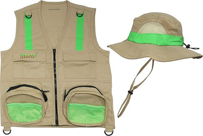 Adult Size L/XL Exploration Safety Vest (Large/X-Large, Tan Vest with Tan Hat)