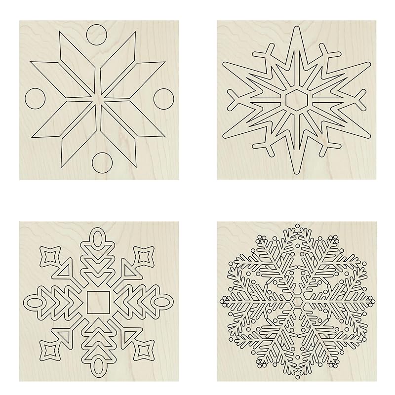 Set of Four 9 Inch Barn Quilt Kit DIY Pattern Unfinished Wood Quilting Block Sign Paintable Crafts for Women, Children, Men, Party (Snowflake Set of 4) AVTRBoutique