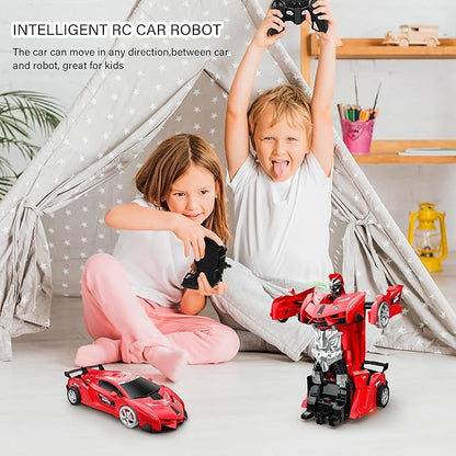 Remote Control Car, Toy for 3-8 Year Old Boys, 360° Rotating RC Deformation Robot Car Toy with LED Light, Transform Robot RC Car Age 3 4 5 6 7 8-12 Years Old for Kids, Boys Girls Birthday Gifts (Red)