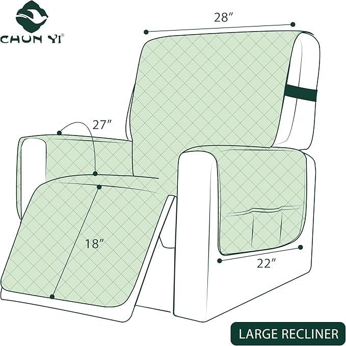CHUN YI Recliner Chair Cover, Non-Slip Recliner Covers That Stay in Place, Washable Lazy Boy Recliner Covers with Pockets, Water Resistant Recliner Slipcover for Pets (Chocolate, Large Recliner)