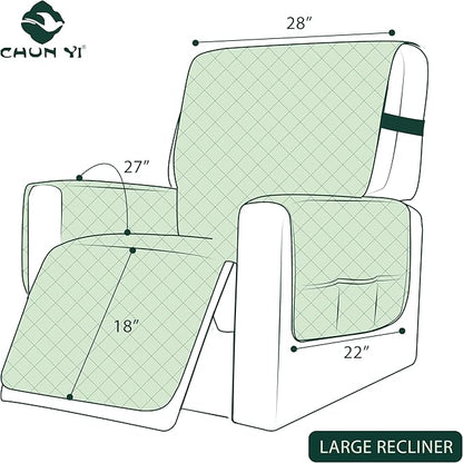 CHUN YI Recliner Chair Cover, Non-Slip Recliner Covers That Stay in Place, Washable Lazy Boy Recliner Covers with Pockets, Water Resistant Recliner Slipcover for Pets (Chocolate, Large Recliner)