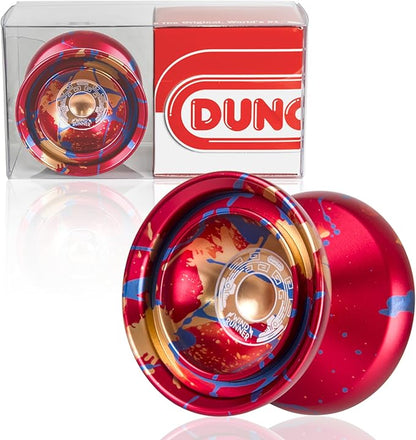 Duncan Toys Windrunner Yo-Yo [Red with Blue and Gold Splash] - Unresponsive Pro Level Aluminum Yo-Yo with Double Rim, Concave Bearing, SG Sticker Response