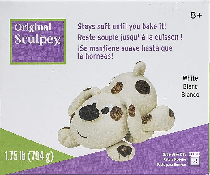 Sculpey: Original Clay: White - 1.75 lb - Polymer Oven Bake Clay, Non-Toxic, Sculpting, Bake-Sand-Paint, Adults & Kids, Art & Craft Supplies
