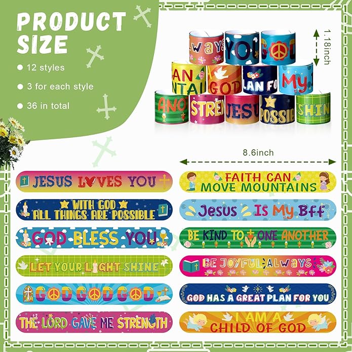 Jenaai Christian Slap Bracelets Religious Party Favors Bible Verses Bracelets Bulk Jesus Loves You Christian Crafts Sunday School Gifts Classroom Prizes