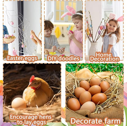 10pcs Wooden Fake Eggs, Brown Wooden Easter Eggs, DIY Kitchen Pretend Game Food Set, Children Wooden Food Toys, Fake Eggs for Home Farm Decoration