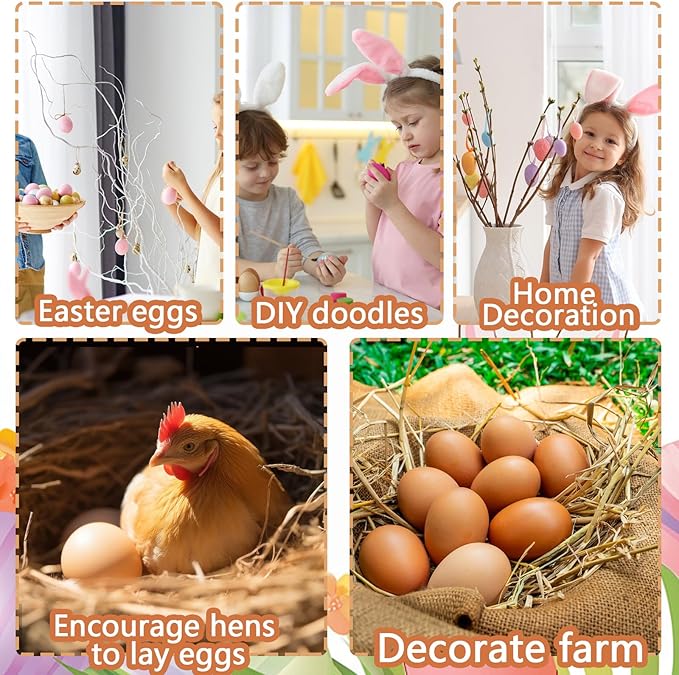 10pcs Wooden Fake Eggs, Brown Wooden Easter Eggs, DIY Kitchen Pretend Game Food Set, Children Wooden Food Toys, Fake Eggs for Home Farm Decoration