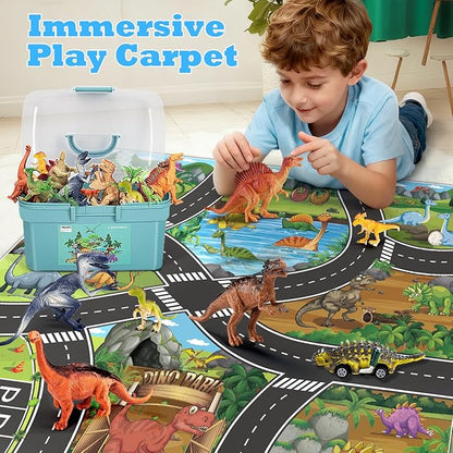 Dinosaur Toys for 3 4 5 Year Old Boys Gifts, 25 Pieces Dinosaurs Toys for Kids 3-5-7, Dino Figures Activity Play Mat Christmas Birthday Gifts for Girls Toddler Toy Age 2-4