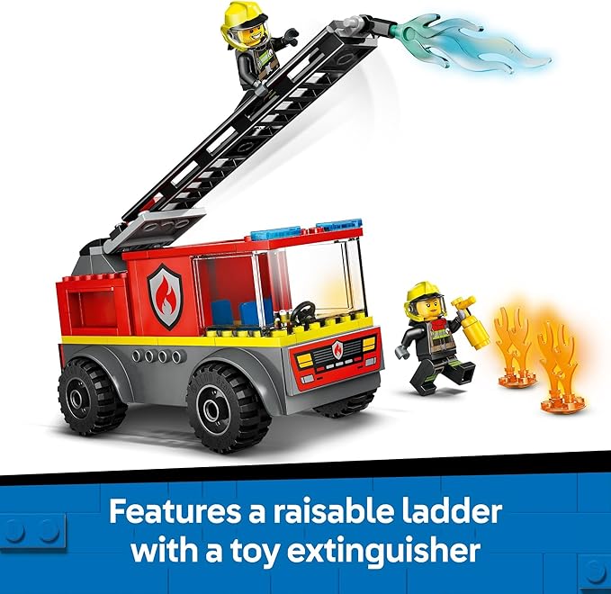 LEGO City Fire Ladder Truck Toddler Toy - Fire Truck Toy with 2 Firefighter Minifigures, Digital Guide for Boys and Girls, Ages 4+ - Learning, Educational Toy for Preschool - 60463