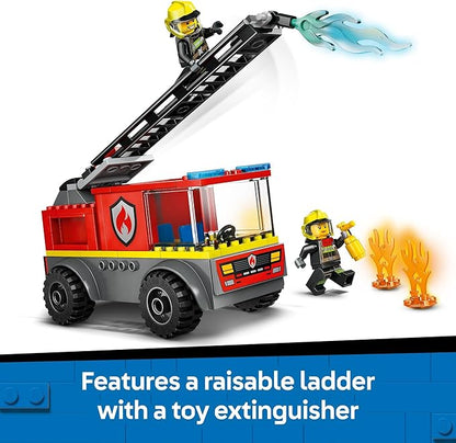 LEGO City Fire Ladder Truck Toddler Toy - Fire Truck Toy with 2 Firefighter Minifigures, Digital Guide for Boys and Girls, Ages 4+ - Learning, Educational Toy for Preschool - 60463