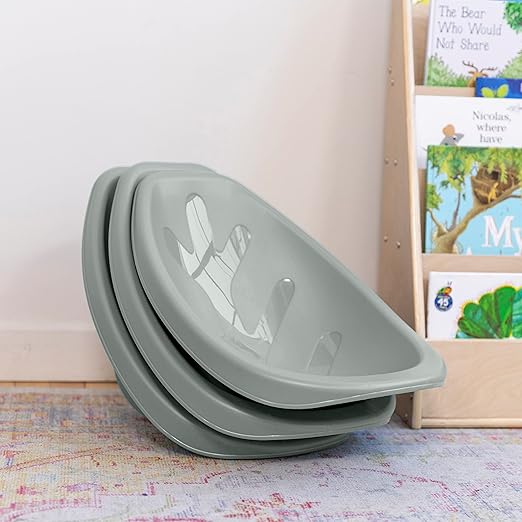 ECR4Kids Leaf Floor Seat, Rocker Chair, Grey, 6-Piece