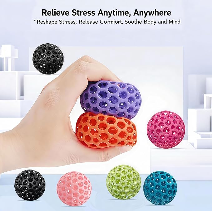 2 Packs 3D Printed Fidget Toys Stress Ball for Kids Adults Grip Strength Trainer,Squishy Hand Therapy Ball for Anxiety Relief,3D Textured Classroom Gifts Kids Focus Decompression Ball for Office