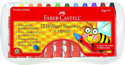 Faber-Castell Beeswax Crayons in Durable Storage Case, 12 Vibrant Colors
