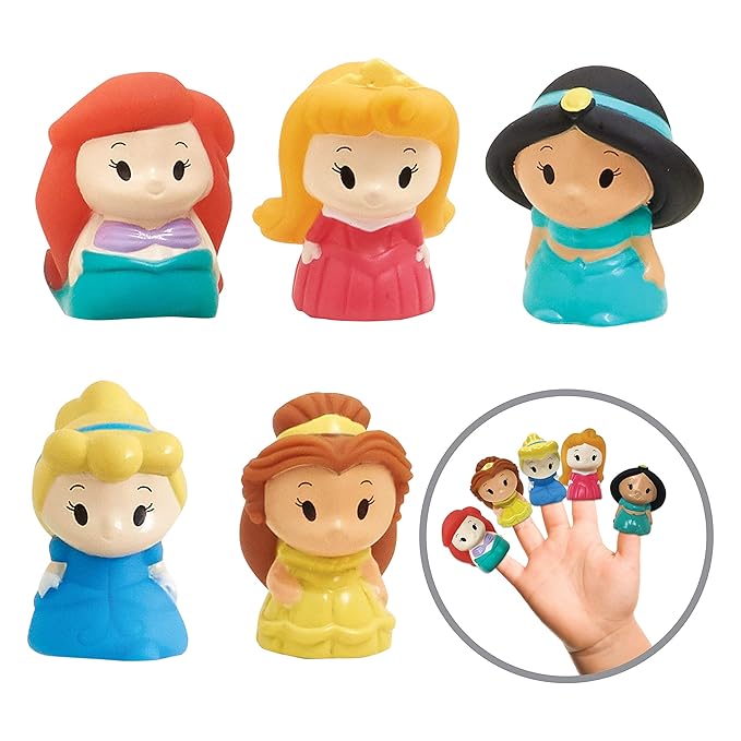 Disney Princess 5 Piece Finger Puppet Set - Party Favors, Educational, Bath Toys, Floating Pool Toys, Beach Toys, Finger Toys, Playtime