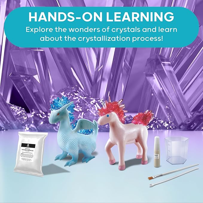 Discovery™ #MINDBLOWN Crystal Creatures Dragon & Unicorn Crystal Grow Kit [Amazon Exclusive] Easy & Simple DIY STEM Science & Chemistry Set, Fun Learning Arts & Crafts Kids Toy, Safe for Ages 8+