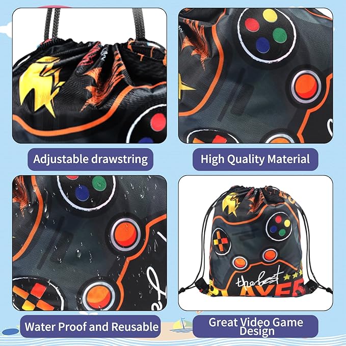 98 Pcs Video Game Party Favors Gifts Set Include Gamer Party Favor Stickers Stamps Keychains Slap Bracelets and Drawstring Bags Party Decorations for Kids Video Game Birthday Party Favors Supplies