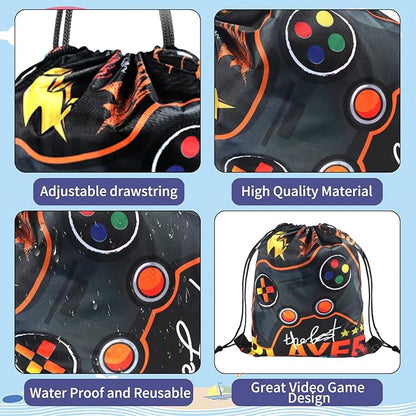 98 Pcs Video Game Party Favors Gifts Set Include Gamer Party Favor Stickers Stamps Keychains Slap Bracelets and Drawstring Bags Party Decorations for Kids Video Game Birthday Party Favors Supplies