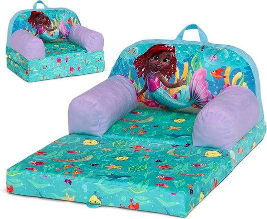 Delta Children - Disney Junior’s Ariel Cozee Buddy Flip-Out Kids Chair, Blue
