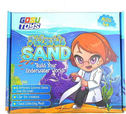 Gosu Toys Atlantis Sand Hydrophobic Magic Sand Box Set Over 2lbs of Sand 6 Colors (Green, Yellow, Pink, Blue, Orange, Purple)