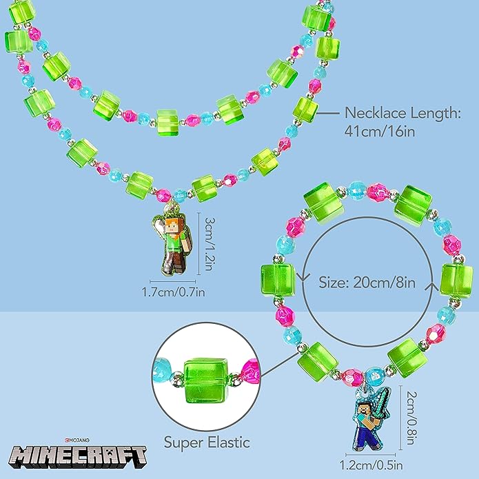 Girls Jewelry Set 3 Piece Princess Toys | Jewelry Set with Beaded Necklace for Gilrs - Toddler Bracelets and Girls Ring | Toddler Girl Toys | Kids Jewelry for Girls | Princess Dress up Ages 3+