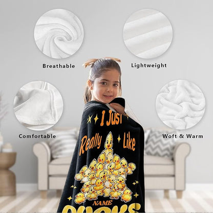 Costom Name Just Really Like Ducks Adult duck Blanket Kids Funny Blanket Suitable for Bedroom bed sofa Crib Couch Chair outdoor All Season Items That Yellow Duck Lovers Will Love 40"x30"for Pets