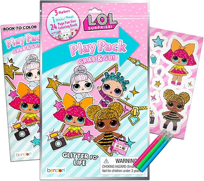 LOL Dolls Drawstring Bag Activity Set - 5 Pc Bundle with LOL Puzzle for Kids, Cinch Bag, Play Pack, and More (LOL Travel Playset for Girls)