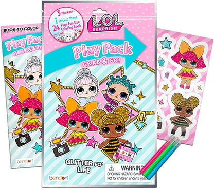 LOL Dolls Drawstring Bag Activity Set - 5 Pc Bundle with LOL Puzzle for Kids, Cinch Bag, Play Pack, and More (LOL Travel Playset for Girls)