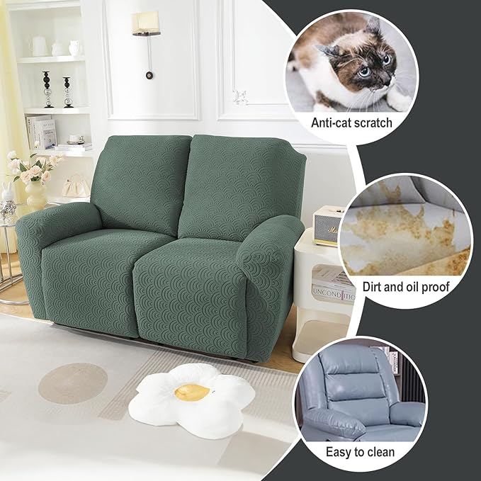 NORTHERN BROTHERS Loveseat Recliner Cover, Reclining Loveseat Covers, Love Seat Recliner Cover, Recliner Sofa Covers 2 Seater, Light Green