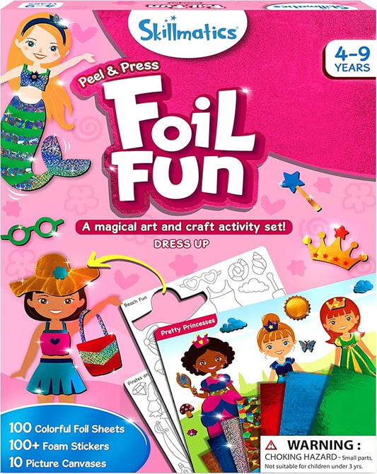 Skillmatics Art & Craft Activity - Foil Fun Dress Up, No Mess Art for Kids, Craft Kits & Supplies, DIY Creative Activity, Gifts for Girls & Boys Ages 4, 5, 6, 7, 8, 9, Travel Toys
