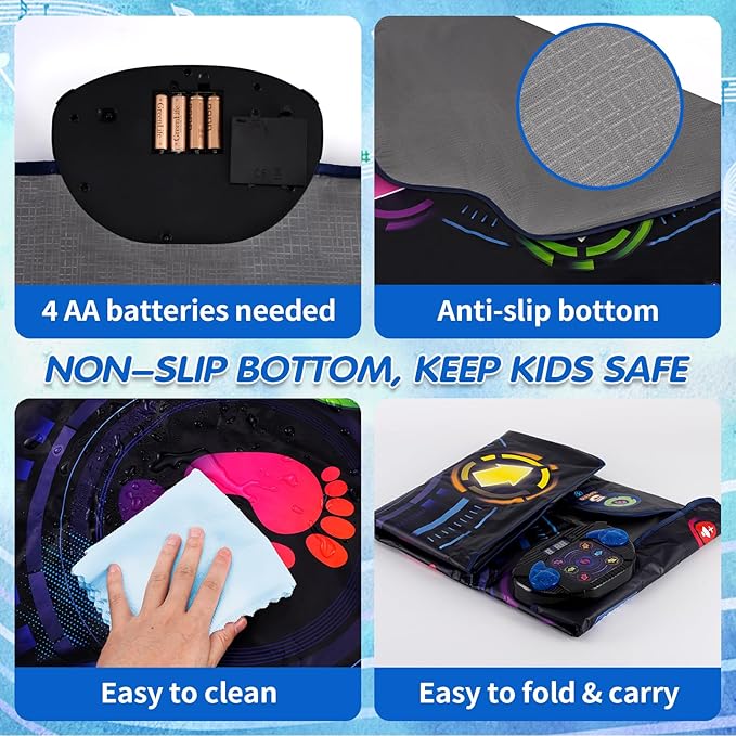 Kids Electronic Dance Pad with 6-Button, Music Dance Game Mat with Built-in Music 9 Levels and 3 Modes, Chirstmas Party Birthday Gifts, Toys for Girls Ages 4-8, 8-12