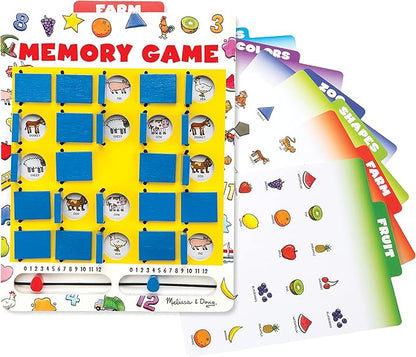 Melissa & Doug Flip to Win Travel Memory Game - Wooden Game Board, 7 Double-Sided Cards
