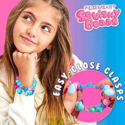 Fidgiwear Squishy Beads – Dreamy Blue Theme, Create Fashionable Fidget Jewelry with Scented Squishy Beads for Jewelry Making, Toddler Sensory Bracelet Making Kit for Ages 3+
