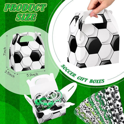 Aoriher 192 Pcs Soccer Party Favors Sport Slap Bracelets Keychains Bouncy Ball Silicone Bracelets Hair Ties Wristbands Gift Box Eraser Luminous Tattoo for Sport Themed Party Supplies