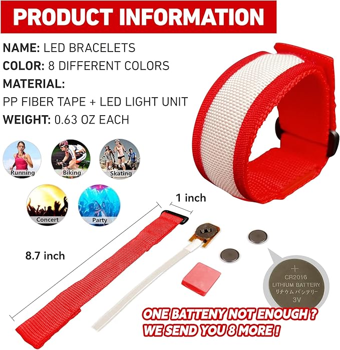 12/24 PCS Glow Bracelets, LED Bracelets for Kids and Adults, Glow in The Dark Party Supplies for Music Festival, Festival Camping, Rave Accessories, Light Up Party Favors
