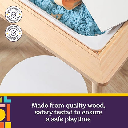 Special Supplies Kid’s Sensory Table Set with Deep Water and Sand Bins, Writable Lids, Chalk and Dry Erase Markers for Active, Hands-On Learning, Fun Play, Arts and Crafts - Pine Wood
