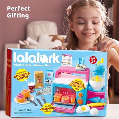 Toddler Pretend Play Toys, Bakery Shop with Light & Sound Oven, Realistic Mixer, Color Changing Bread, 20 Pieces Play Kitchen Accessories, Birthday Gift for Boys Girls Kids