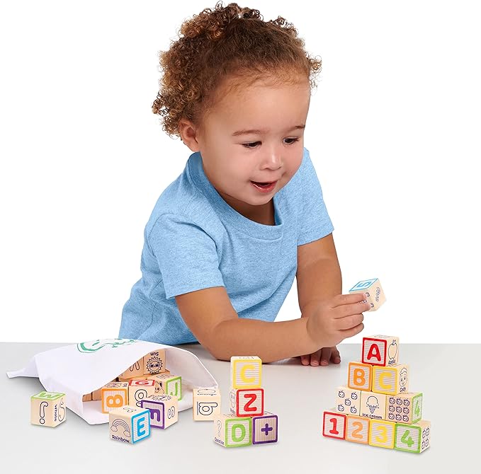 CoComelon 51-Piece Classic ABC Wooden Block Set, Preschool Building Toys, Learning and Education, Officially Licensed Kids Toys for Ages 18 Month, Amazon Exclusive