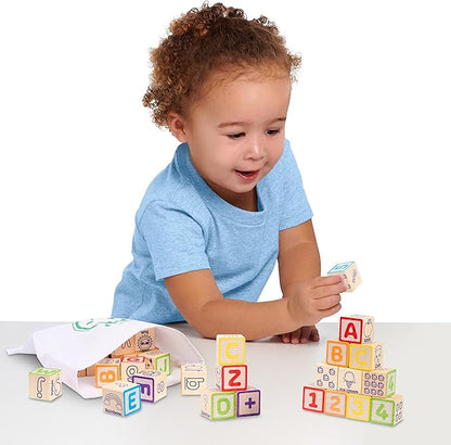 CoComelon 51-Piece Classic ABC Wooden Block Set, Preschool Building Toys, Learning and Education, Officially Licensed Kids Toys for Ages 18 Month, Amazon Exclusive