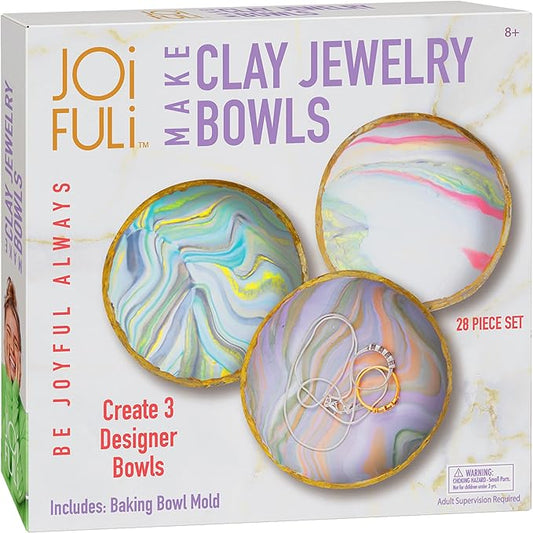 Make Your Own Clay Jewelry Bowls Arts and Crafts Kit, Clay Jewelry Dish Kit, Birthday Gifts for Girls Kids Ages 8 9 10 11 12 Years Old, DIY Jewelry Craft Clay Bowl, Clay Crafts for Girls 8-12