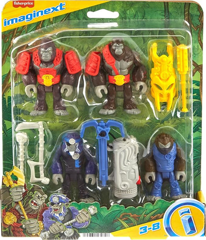 Fisher-Price Imaginext Preschool Toys Boss Level Army Pack 9-Piece Monkey & Gorilla Figure Set for Pretend Play Ages 3+ Years (Pack of 2)