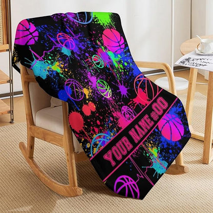 Custom Basketball Blanket - Soft Flannel Sports Basketball Blankets for Girls Boys Kids Pet Basketball Lovers - Warm Basketball Throw Blankets for All Season Sofa Lap, Chair - 40"x30"