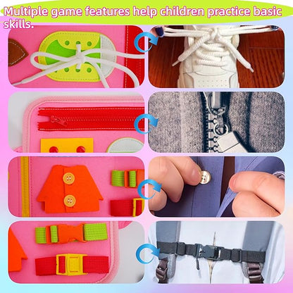 Toddler Busy Board-Montessori Toys for Boy Girl Birthday Gift, Sensory Learning Toys for Toddlers Busy Book, Airplane Car Travel Activities Toy,Learn Fine Motor Skills