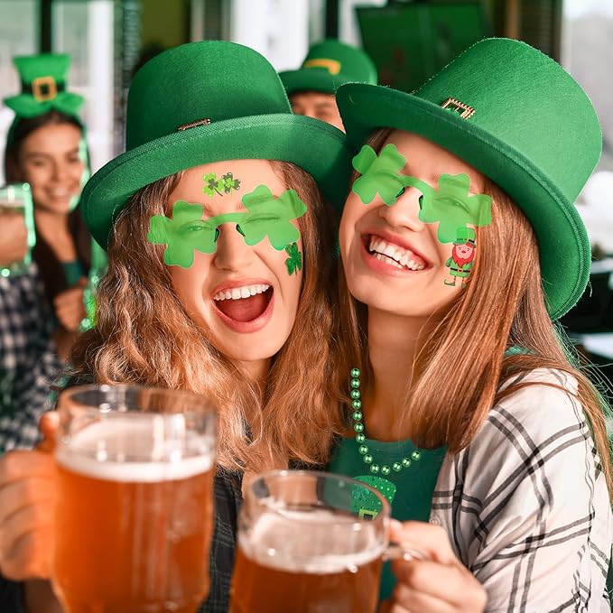 163Pcs St. Patrick's Day Accessories Party Favor Set, Tattoo Stickers, Necklaces, Bracelets, Shamrock Glasses, lucky Coins for Irish Party Supplies