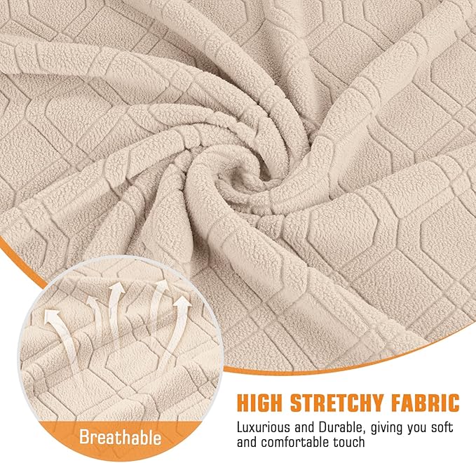 VANSOFY Recliner Chair Cover, 3-Pieces Stretch Recliner Covers for Recliner Chair Soft Reclining Chair Slipcover Furniture Protector for Dogs Cats(Cream)