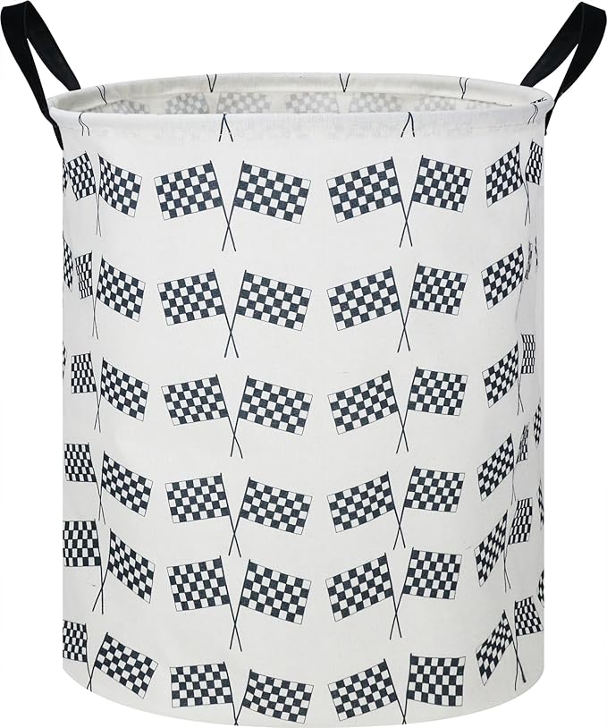 CLOCOR Kids Laundry Basket,Waterproof Baby Boys Nursery Hamper,Collapsible Fabric Storage Container,Toys Bin,Room Decor,Gift Basket（Racing